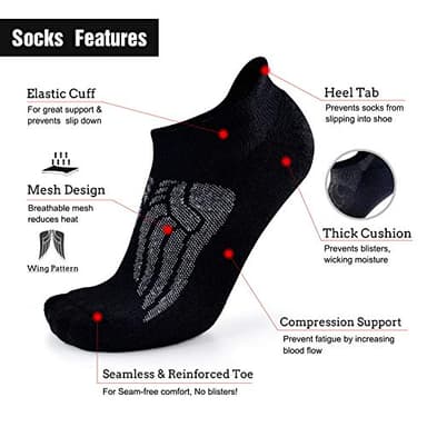 Busy Socks Womens Black Socks Wool, Mens Soft Moisture Wicking Anti Odor Ultra-Comfortable Cycling Socks with Arch Support, Black, Medium 3 Pairs - Image 2