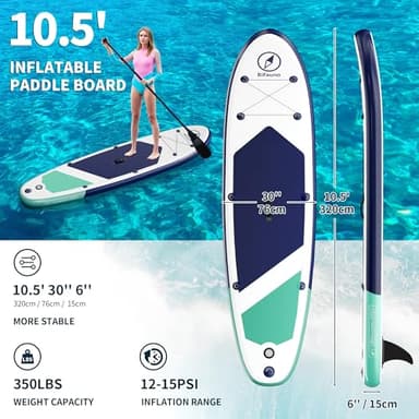 Inflatable Stand Up Paddle Board with SUP Accessories & Backpack. Paddle Boards for Adults. Non-Slip Deck, Wide Stance, Bottom Fin - Image 4