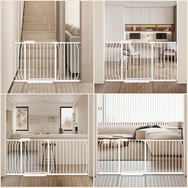 Extra Wide Baby Gate 66.9-71.65 Pressure Mounted,Child Dog Pet Safety Gates with Walk Through Door for Doorways Stairs No Drilling in Door,White - Image 6