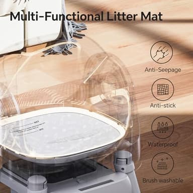 Self Cleaning Cat Litter Box, Open-Top Automatic Litter Box for Multiple Cats with Safety Sensors, Includes Liner Bags and Litter Mat, Grey - Image 6