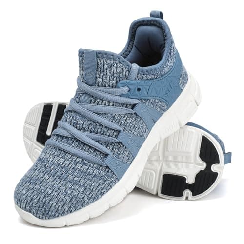 INZCOU Blue Gray Running Shoes - Women's Size 7/Men's Size 6, Lightweight, Breathable, Non-Slip, Casual, Athletic, Sports, Hiking - Image 1