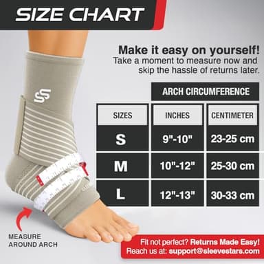 Sleeve Stars Ankle Brace for Women & Men, Ankle Wrap for Sprain, Compression Sleeve for Plantar Fasciitis Relief, Easy Customizable Support: w/ Removable Strap (Single/M:10"-12"/Beige) - Image 7
