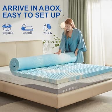 SINWEEK 2 Inch Mattress Topper 5-Zone Memory Foam Mattress Topper Pressure Relief Soft Mattress Pad, CertiPUR-US Certified, Twin Size Blue - Image 5