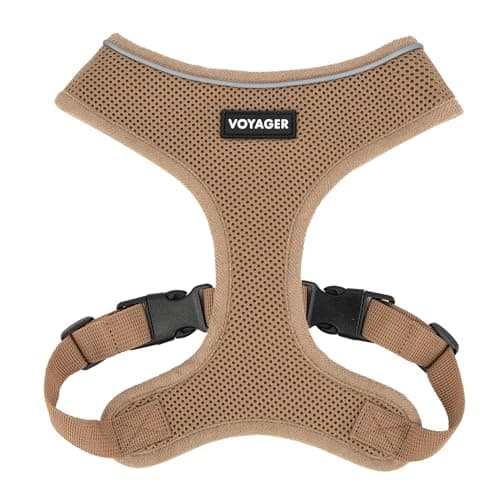 Best Pet Supplies Voyager Mesh Dog Breathable Harness Reflective Stitching, All Weather Adjustable for Walking Training, or Running - Heavy Duty & Durable, 220 Style (Beige), XS - Image 1