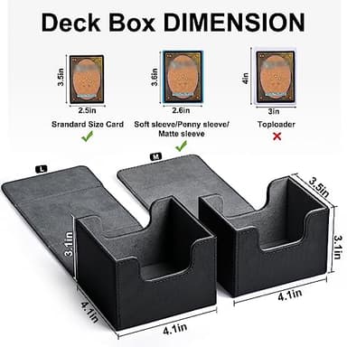 ZLCA Card Deck Box for Trading Cards, MTG Commander Deck Box Holds 120+ Single Sleeved Cards, Leather Magnetic Card Storage Box Fits for TCG CCG Magic Cards (Black) - Image 2