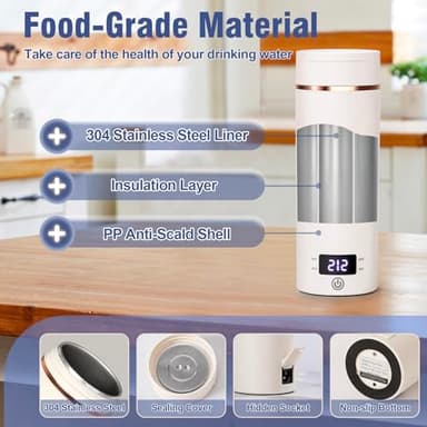 Travel Electric Kettle Portable Mini Kettle,Small Hot Water Boiler with 4 Temperature Settings,304 Stainless Steel,Fast Boiling Water with Auto Shut-Off and Boil Dry Protection,400ml (Beige, 400ML) - Image 6