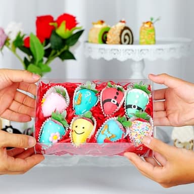 SLShePack 10PCS 8x5x2 Inch Clear Cookie Boxes Chocolate Covered Strawberry Boxes Bakery Boxes with Window Cakesickle boxes Chocolate Truffle Boxes Pretzel Boxes - Image 4