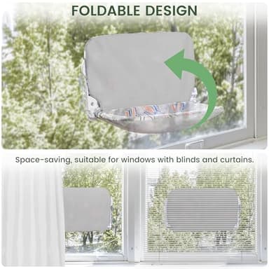 HiPetpy 2 Pack Cat Window Perch, Glow in The Dark Foldable Cat Hammock with Sunken Design & Removable Soft Cover, Breathable Cordless Window Bed for Resting Indoor Kitten (Shallow Perch, 2 Pack - M) - Image 5