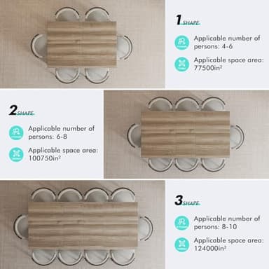 PatioPerk Extendable Dining Room Table for 6-10 Person, Plank and Beam Farmhouse Large Rectangular Kitchen Tables for Living Meeting Room (Oak) - Image 6