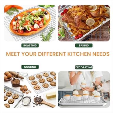Baking Sheet with Wire Rack, Stainless Steel Cookie Sheet Pan Set, Non Stick Baking Pans with Cooling Rack for Oven Cooking, 9.3 x 6.9 x 1 inch 4 Pcs - Image 6