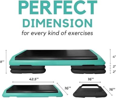 Yes4All Adjustable Workout Aerobic Exercise Step Platform Health Club Size with 4 Adjustable Risers Included and Extra Risers Options - Green Black - Image 2