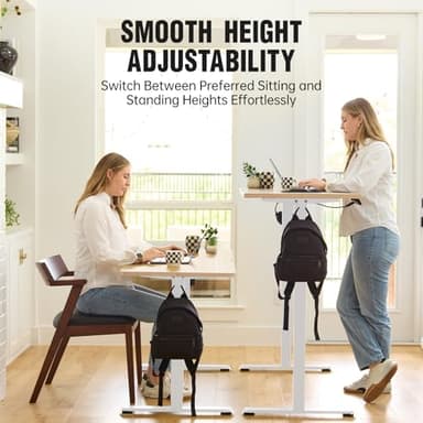 Veken 47.2 Inch Electric Standing Desk, Height Adjustable Sit Stand Up, Wood Desktop, Work Home Office Computer PC Desks, Gaming Writing Study Bedroom Rising Table, Nature - Image 4