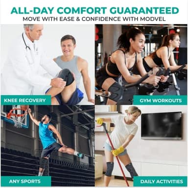 Modvel Compression Knee Brace for Women & Men, 2-Pack Knee Brace for Running Knee Pain, Knee Support Compression Sleeve, Workout Sports Knee Braces for Meniscus Tear, ACL & Arthritis Pain Relief - Image 6