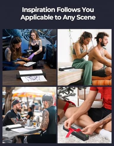 MUNBYN Tattoo Stencil Printer ITP06, 300DPI Wireless Thermal Tattoo Printer with 20 Transfer Papers, Tattoo Printers Compatible with Smartphone & PC for Tattoo Artists & Beginners - Image 7