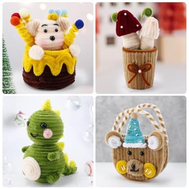 Caydo 200 PCS Thick Pipe Cleaners Craft Supplies Multi-Color Chenille Stems for Art and Craft Projects Creative DIY Decorations (12inch x 6mm) - Image 7