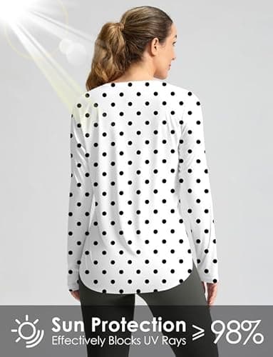 Women's Sun Shirts UPF 50+ Long Sleeve UV Protection Shirt Lightweight Quick Dry Workout Hiking Tops for Women(Black Dot,M) - Image 2