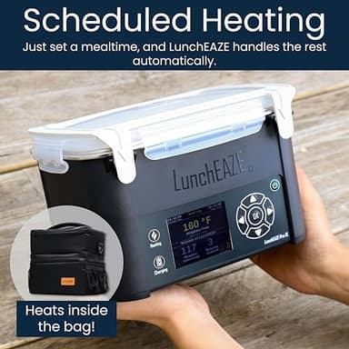 LunchEAZE XL Cordless Heated & Electric Lunch Box – Battery-Powered, 6-Cup Capacity, 220°F, Automatic Scheduled Heating, Insulated Bag for Hot Meals Anywhere - Image 6