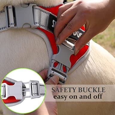 Dogmify Service Dog Vest,No Pull in Training Service Dog Harness and 5FT Dog Leash Set, Adjustable 3M Reflective Nylon Pet Dog Vest with Handle,Easy Control for Small Medium Large Dogs(L,Red) - Image 3