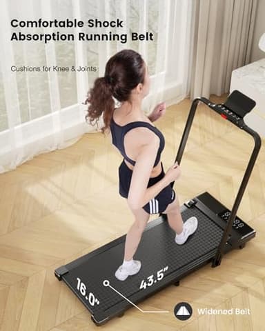 DeerRun 3 in 1 Walking Pad Treadmill, 300 Weight Capacity Foldable Treadmill, 3.0HP Low Noise Under Desk Treadmills for Home Office with Remote & APP - Image 4