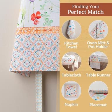 Maison d' Hermine Apron for women with Pocket 100% Cotton 27.50"x31.50" 1 Piece Adjustable Neck Strap & long ties Apron Men, Chef, Wedding, Cooking, Gardening, Server Spring/Summer (Summer Whisper) - Image 6