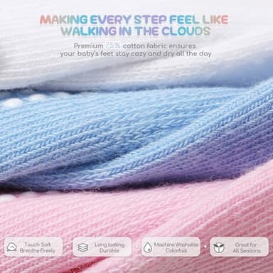Aroveea Baby Toddler Socks Grip Non Slip Boys Girls Cotton 12 Pack for 3-5T Kids Ankle Cute Socks 6M-7Years - Image 4
