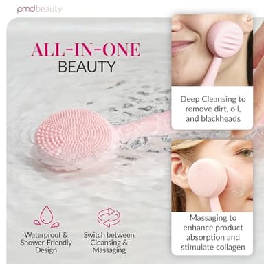PMD Beauty: Electric Facial Cleansing Brush - Smart Facial Device with Silicone Brush & Anti-Aging Massager, Blush - Image 3