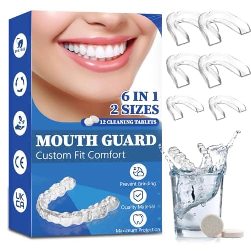 Mouth Guard for Grinding Teeth at Night, Mouth Guard for Clenching Teeth at Night, Dental Night Guards for Sleep, Comfortable Grinding Guard for Adults with 12 Cleaning Tablets - Image 1