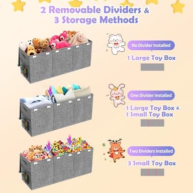 Mabahoo Extra Large Toy Box Chest with Lids, Collapsible Sturdy Kids Toy Storage Organizer Boxes for Boys Girls, 40"x14"x16", Toybox Storage Bins Basket for Living Room, Bedroom, Nursery, Gray - Image 6