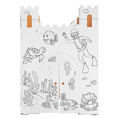 Easy Playhouse Sand Castle - Kids Art & Craft for Indoor & Outdoor Fun, Color, Draw, Doodle – Decorate & Personalize a Cardboard Fort, 32 by 32 by 43. 5 inches Age 3and up - Image 3