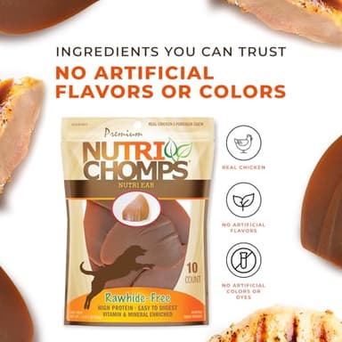 NutriChomps Dog Chews, Ear-Shaped, Easy to Digest, Rawhide-Free Dog Treats, 10 Count, Real Chicken flavor - Image 5