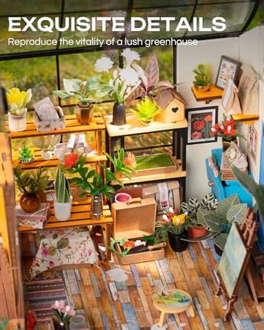 Rolife DIY Miniature House Kit-Mini Diorama 1/18 Greenhouse Dollhouse Building Kit with LED, Crafts for Adults Christmas Birthday Gift for Women Adults Dad Mom Home Decor (Cathy's Flower House) - Image 3