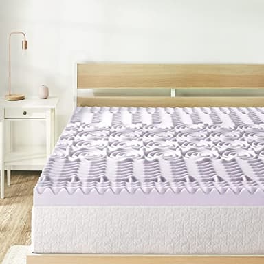 Mellow 3 Inch 5-Zone Memory Foam Mattress Topper, Soothing Lavender Infusion, Dorm Essentials, Queen - Image 2
