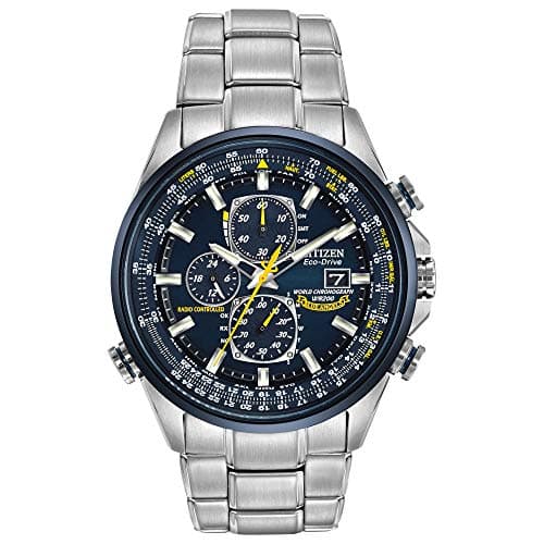 Citizen Men's Eco-Drive Sport Luxury World Chronograph Atomic Time Keeping Watch in Stainless Steel, Blue Dial (Model: AT8020-54L) - Image 1