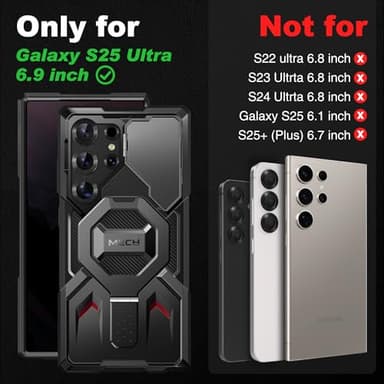 TONGATE Magnetic Stand for Samsung Galaxy S25 Ultra Case with Privacy Screen Protector, [Compatible with Magsafe] [Military Drop Protection] S25 Ultra Case with Camera Cover & Belt Clip, Black 6.9" - Image 2