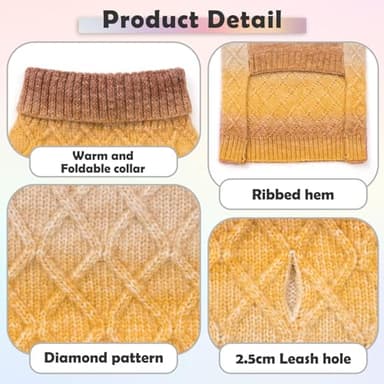 YUDODO Dog Sweater for Small Dogs Colorful Knitted Puppy Sweater Pet Dog Winter Clothes Warm Sweater for Yorkies Chihuahua(Large,Gradient Brown) - Image 2