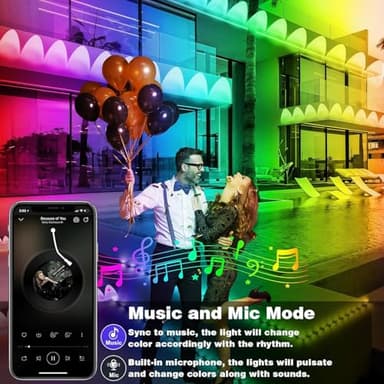 FBZ 300FT Permanent Outdoor RGB Lights - IP67 Waterproof with Smart App Control Remote,DIY Scene Modes, Music Synchronization,Eaves Lights for Garden Decor,Deck,Christmas - Image 6