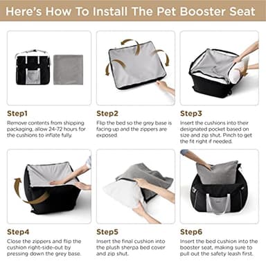 Lesure Small Dog Car Seat for Small Dogs - Waterproof Dog Booster Car Seat with Storage Pockets, Clip-On Safety Leash and Thickened Memory Foam Filling, Pet Carseat Puppy Travel Carrier Bed, Black - Image 7