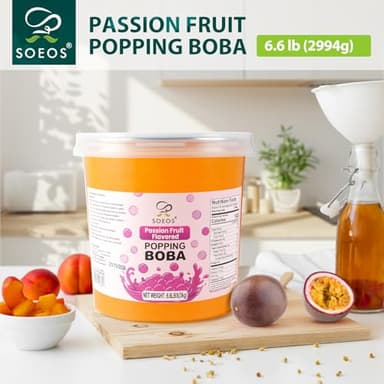 Soeos Passion Fruit Popping Boba Pearls 6.6 Pounds, Bursting Boba Pearls for Bubble Tea, Beverages, Shakes, Desserts, Smoothie and Ice Cream Topping - Image 2