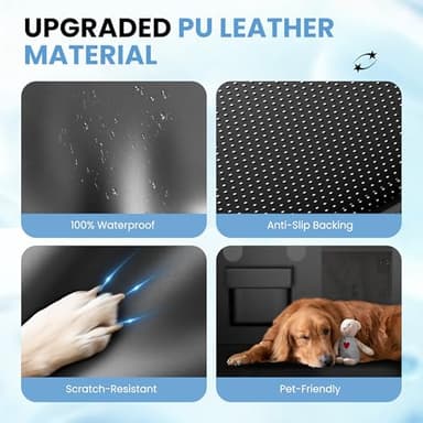Dog Car Seat Cover for Back Seat, 7-Layers PU Leather Anti Scratch, 100% Waterproof Back Seat Extender for Dogs with Hard Bottom, Holds 450lbs，Non-Slip Dog Hammock for Cars Trucks and SUVs, Black - Image 3