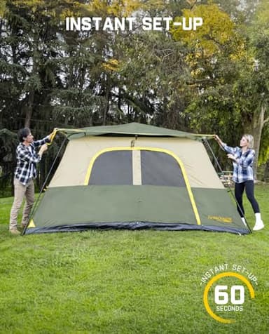 FanttikOutdoor Zeta C8 Pro Camping Tent 8 Person Instant Cabin Tent Setup in 60 Seconds with Rainfly & Windproof Portable with Carry Bag for Family Camping & Hiking, Upgraded Ventilation, Green - Image 2
