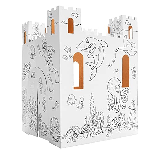 Easy Playhouse Sand Castle - Kids Art & Craft for Indoor & Outdoor Fun, Color, Draw, Doodle – Decorate & Personalize a Cardboard Fort, 32 by 32 by 43. 5 inches Age 3and up - Image 1