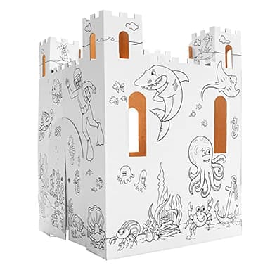Easy Playhouse Sand Castle - Kids Art & Craft for Indoor & Outdoor Fun, Color, Draw, Doodle – Decorate & Personalize a Cardboard Fort, 32 by 32 by 43. 5 inches Age 3and up - Image 1