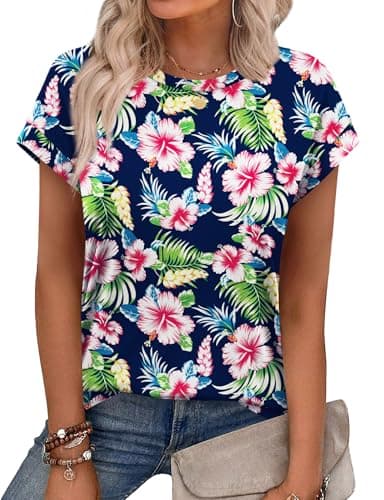 Alaroo Plus Size Tops for Women Oversized Tshirts Loose Fit Trendy Cute Blouses Print 01 3XL - Image 1