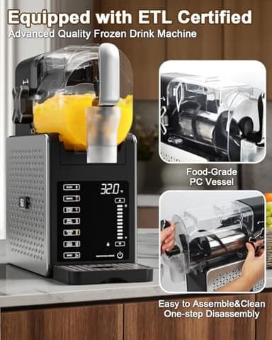 Fiii Slushie Machine 92 oz, Slushy Machine for Home, 6 Preset Programs, Quiet Operation, LED Display, Auto-Clean, No Ice Needed, Perfect for Milkshakes, Margarita Smoothie, Frappes and More - Image 6