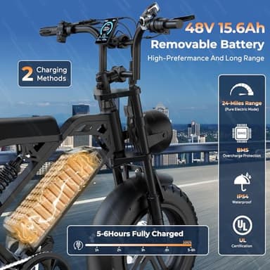 Tamobyke T16 Electric Bike for Teens & Childs, 1000W Motor 48V15.6Ah Removable Battery, 30MPH Off-Road Electric Bicycle,16"Fat Tire Ebike for Kids, 7-Speed,Dual Hydraulic Brakes, Fits Riders 5'0"-5'7" - Image 5