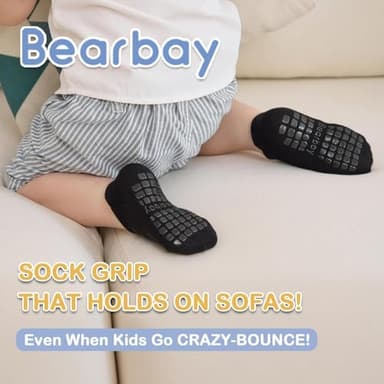 Bearbay Baby Non Slip Ankle Socks with Grippers (9 Pair) for 0 months-7 years old Walking Socks for Infant Toddler Kids Boys Girls - Image 4