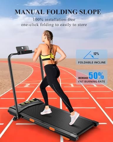 3.5HP Incline Walking Pad Treadmill with Folding Slope Foot & Handrail, Full Screen Display Treadmill for Home, Small Spaces, Double Deck Small Treadmills 300 lb Capacity - Image 4