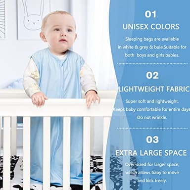 BSTOPPT 3 Pack Baby Sleep Sack 0-6 Months 100% Rayon Cotton Baby Sleeping Bag 2-Way Zipper Toddler Wearable Blankets,Comfy Stretchy Thin Sleep Sacks.TOG 0.3(Small) - Image 2