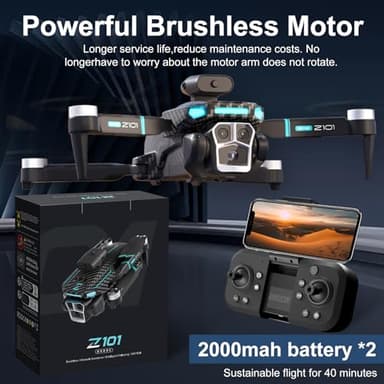 Drone with Camera 4k HD FPV Foldable Drone for Beginners, Quadcopter with Voice Gesture Control, One Key Take Off/Land, Optical Flow Positioning, 360° Flip, Waypoint Fly,2 Batteries - Image 7