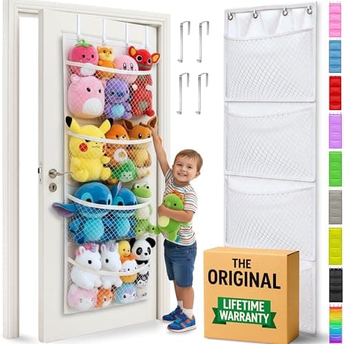 The Original Stuffed Animal Storage (Patented) - Over Door Organizer for Stuffies, Toy Plush/Hammock Baby Hanging Storage Net Big Girls Toddler Large Bag Animals - Image 1